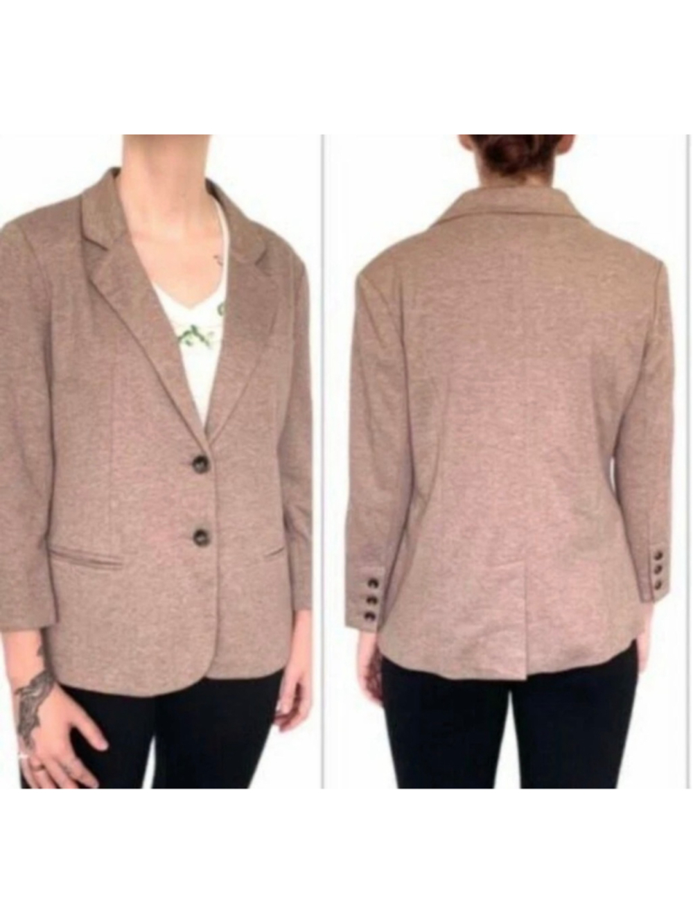 Anthropologie Cartonnier Button Front Knit Classic Jersey Blazer Size XL Career
